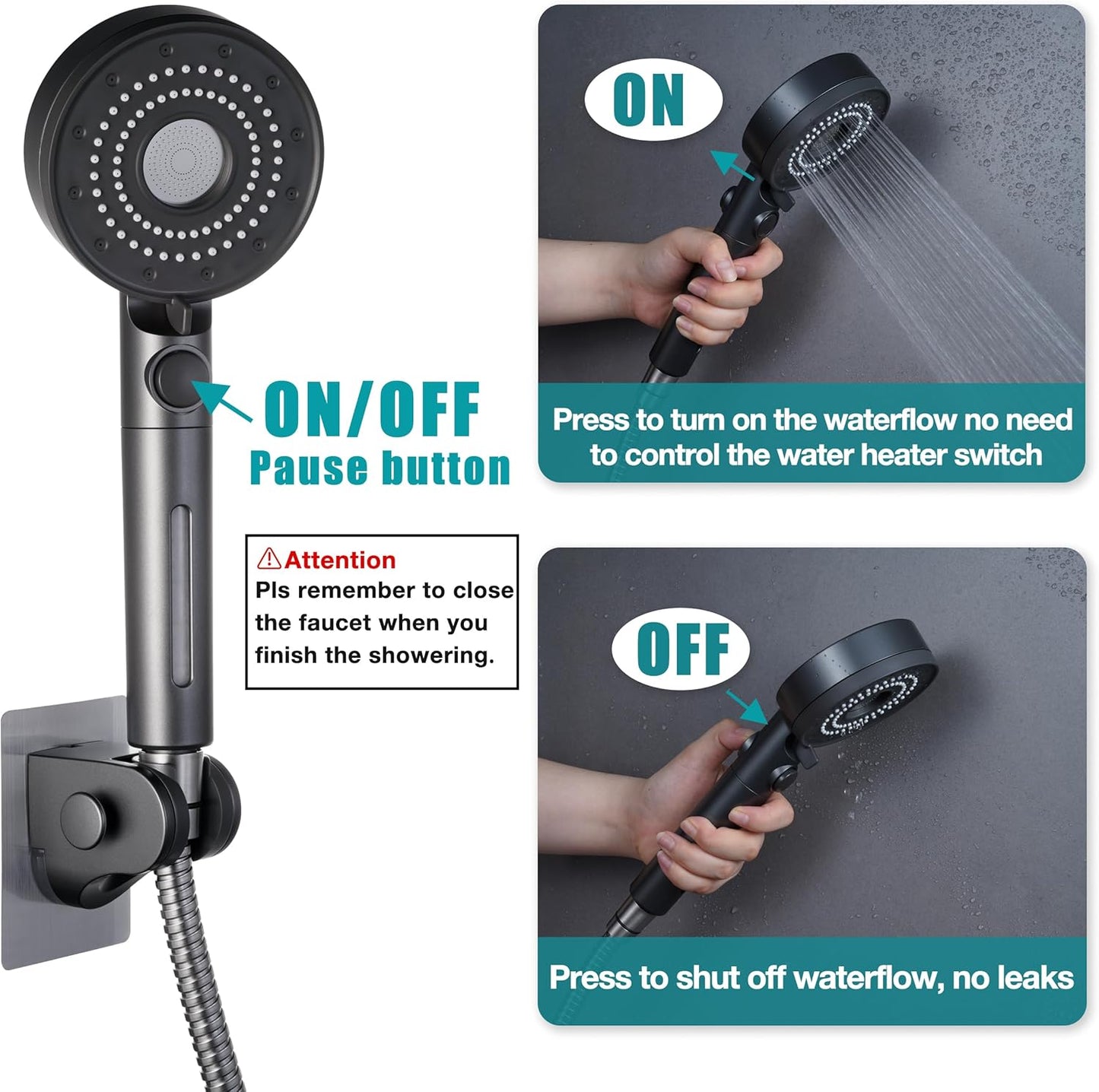 High Pressure Shower Head (5 Spray Modes)