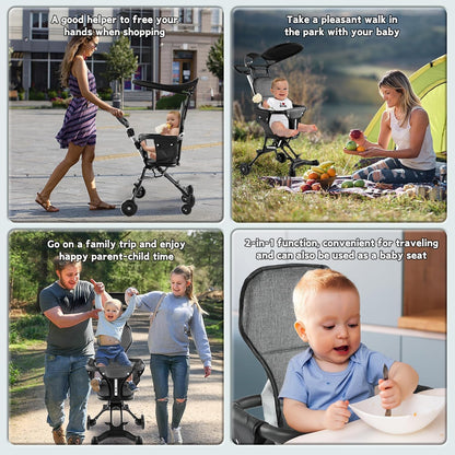 Lightweight Foldable Baby Stroller – Compact, Travel-Friendly, with Recline & Large Storage