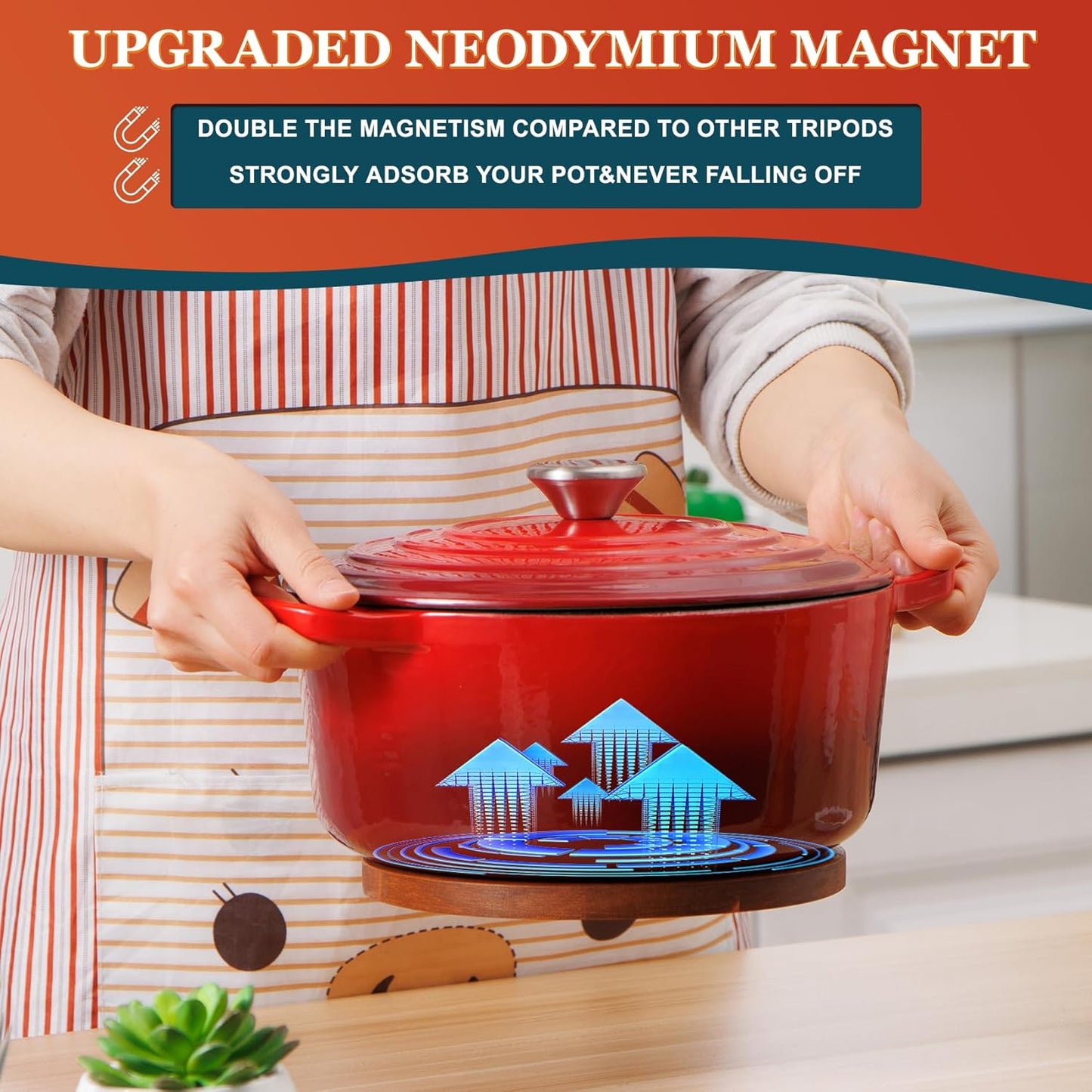 Magnetic Wooden Trivet for Hot Dishes