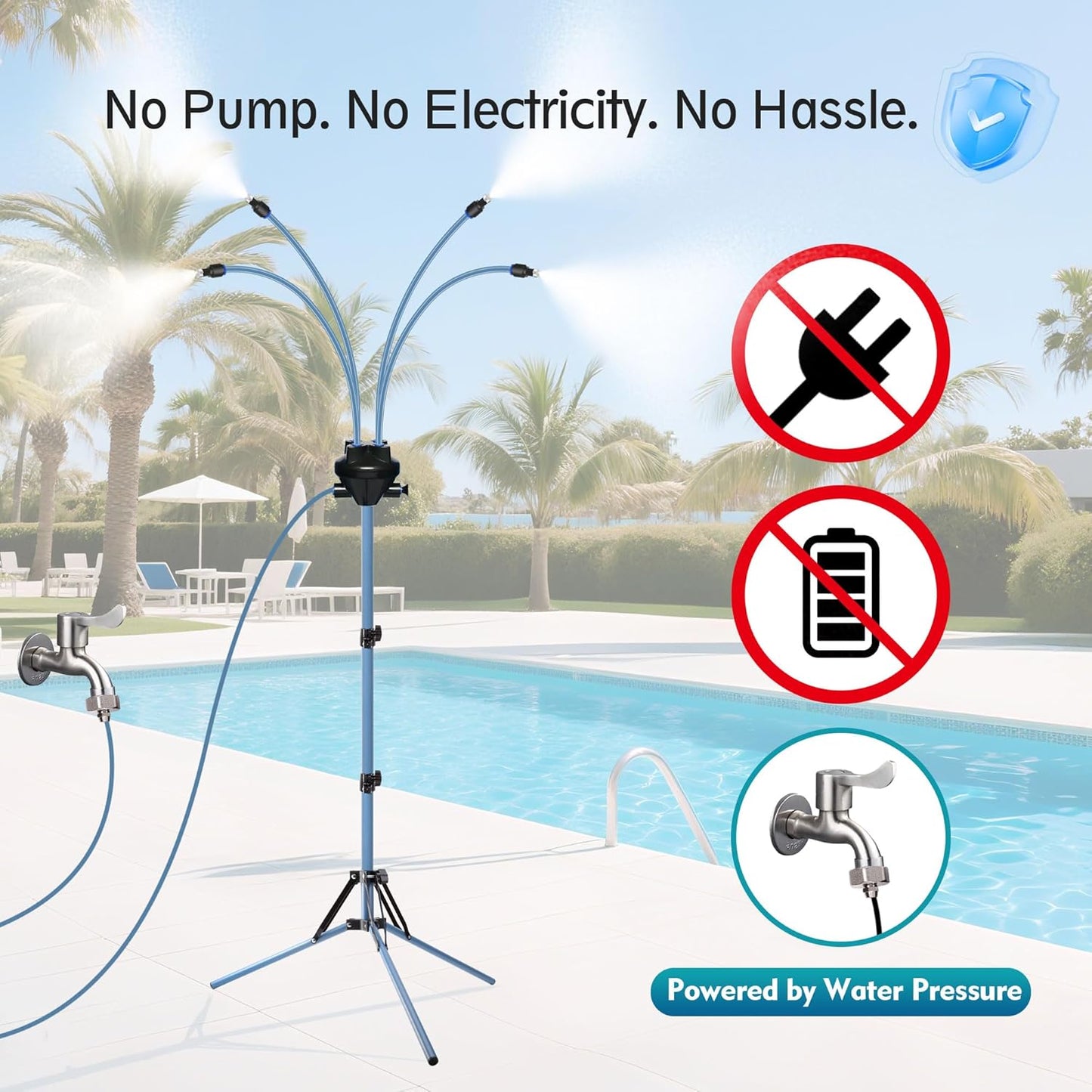 Portable Outdoor Cooling Misting Tripod Stand (Adjustable Height)