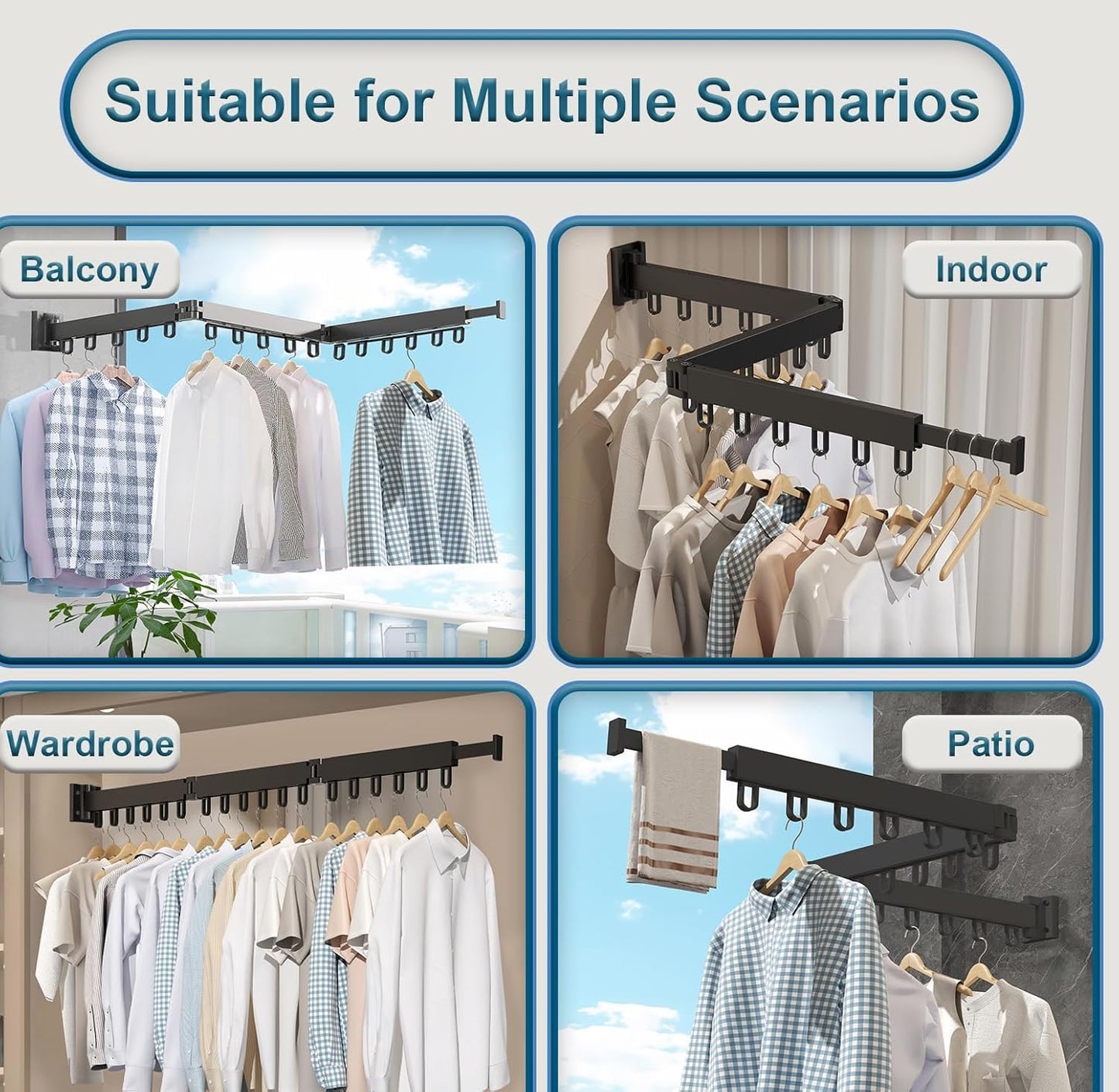 Wall Mounted Retractable Drying Rack