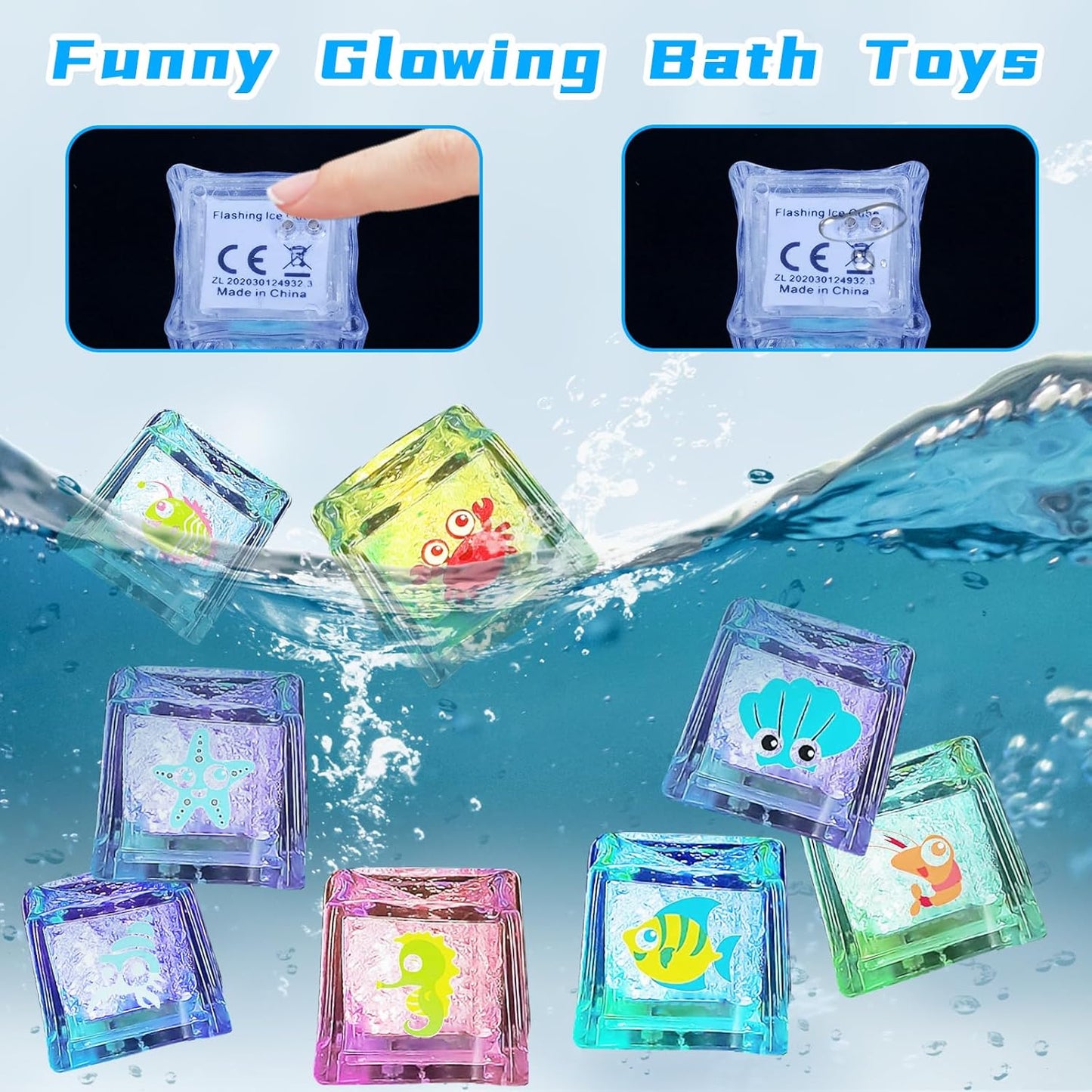 12 Light Ice Cube Bath Toy for Babies