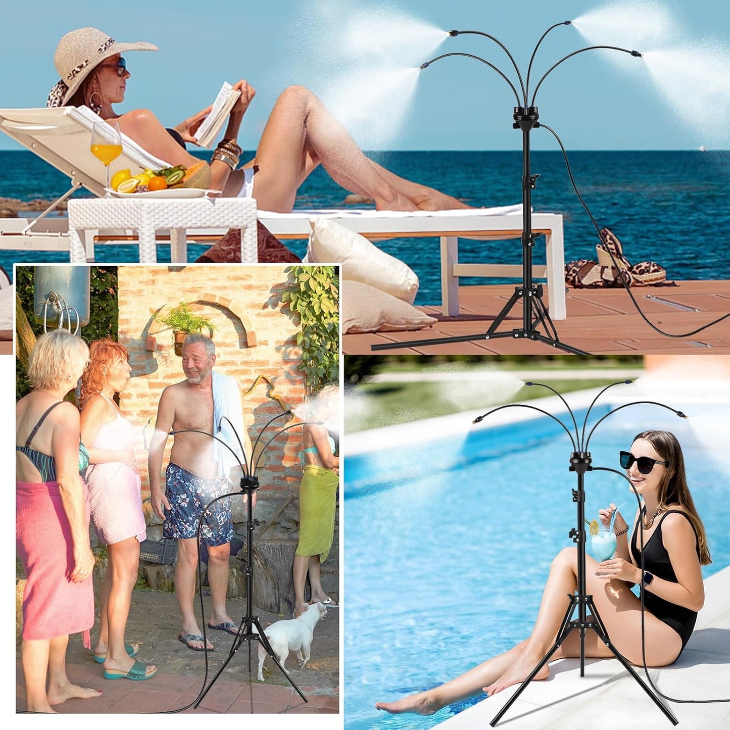 Portable Outdoor Cooling Misting Tripod Stand (Adjustable Height)