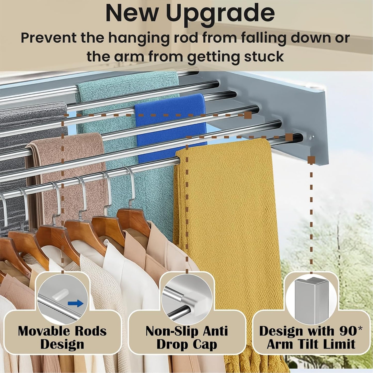 Wall Mounted Laundry Clothes Drying Rack