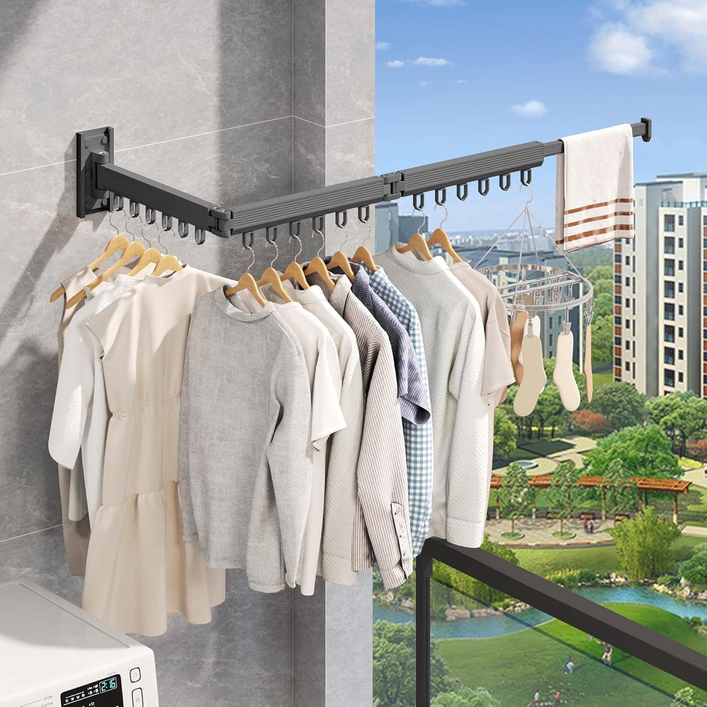 Wall Mounted Retractable Drying Rack