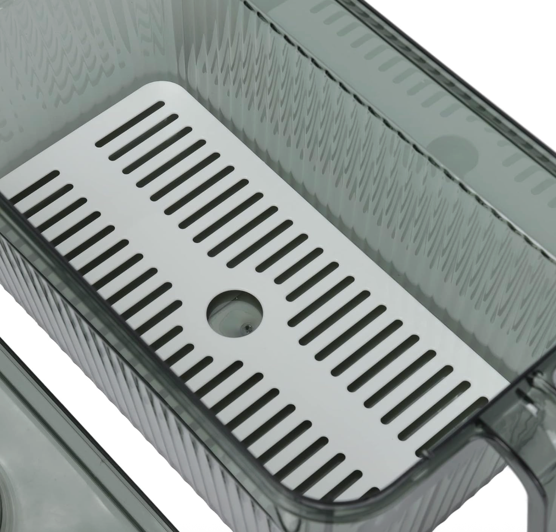 Clear Fridge Storage Box With Drain Tray
