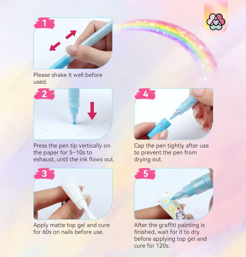12 Nail Polish Waterproof Pens Set
