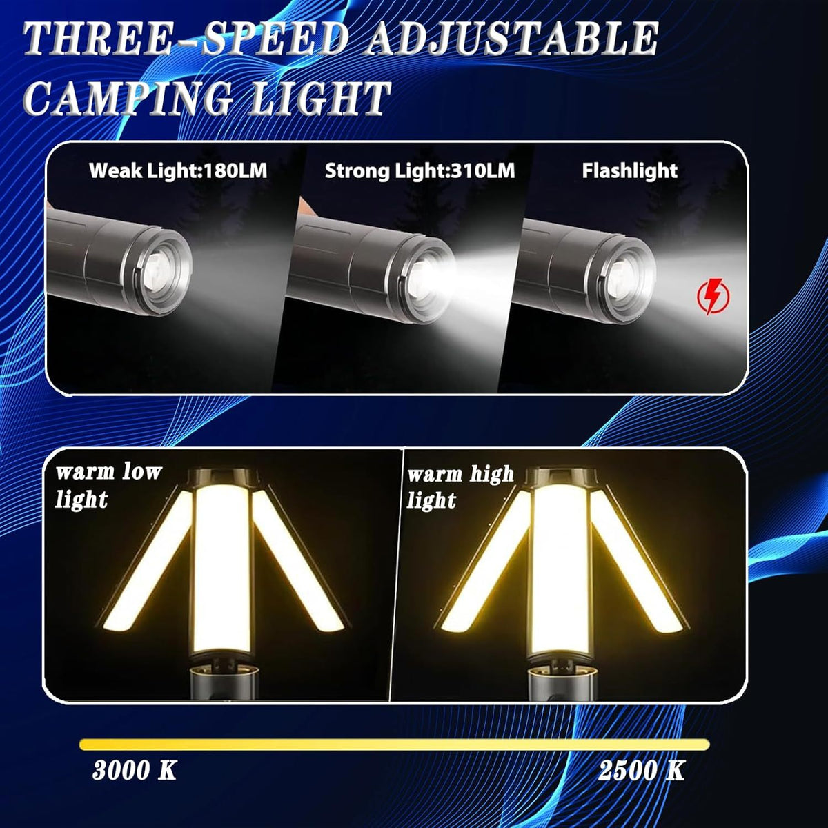 Rechargeable Expandable Camping Light Stand