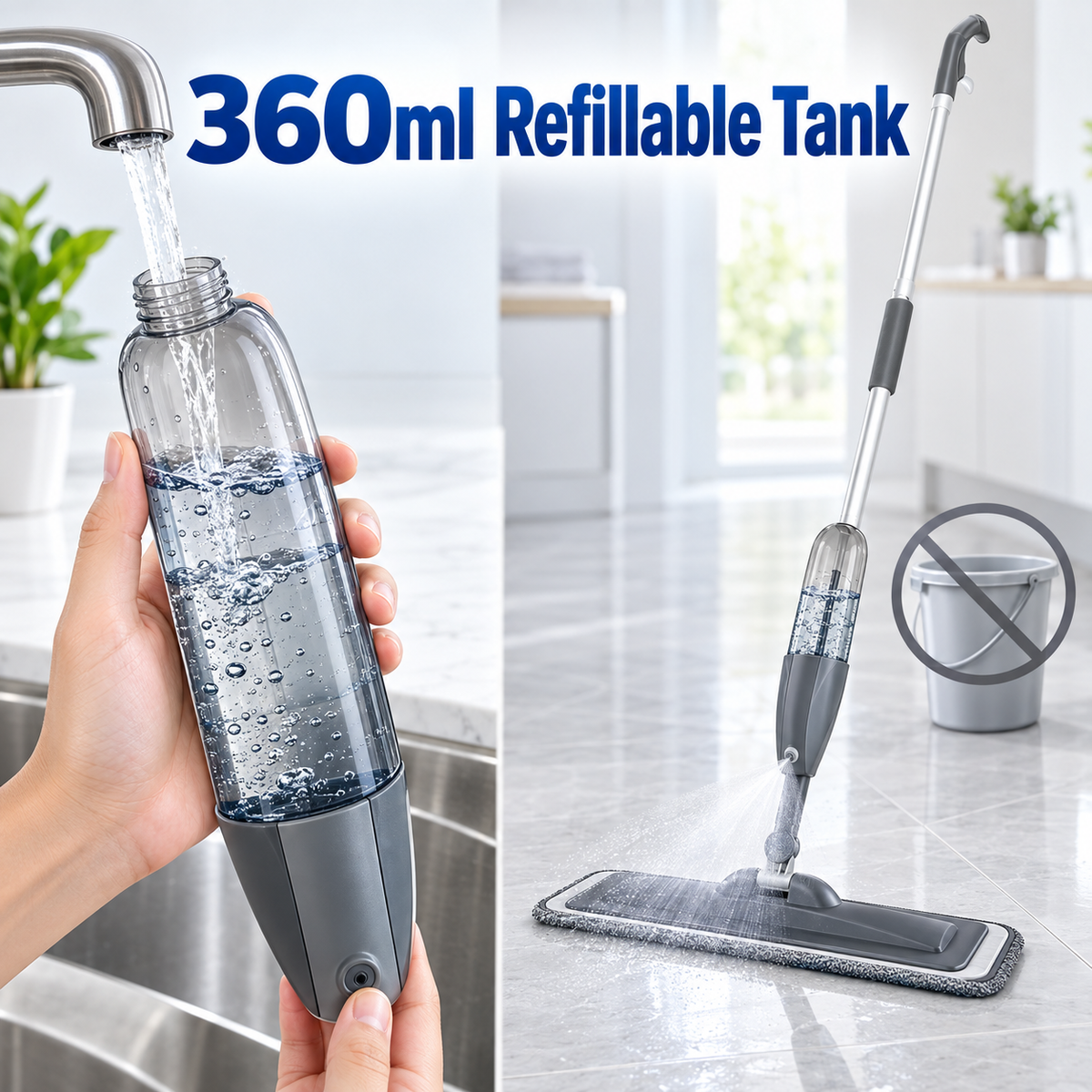Manual Spray Mop With Refillable Water Tank