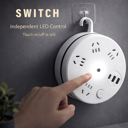 Multi-socket Plug With USB Night Light(4 Sockets + 2USB)
