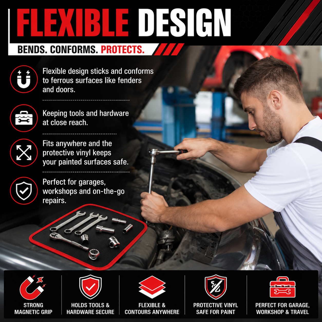 Flexible Magnetic Tool And Parts Mat