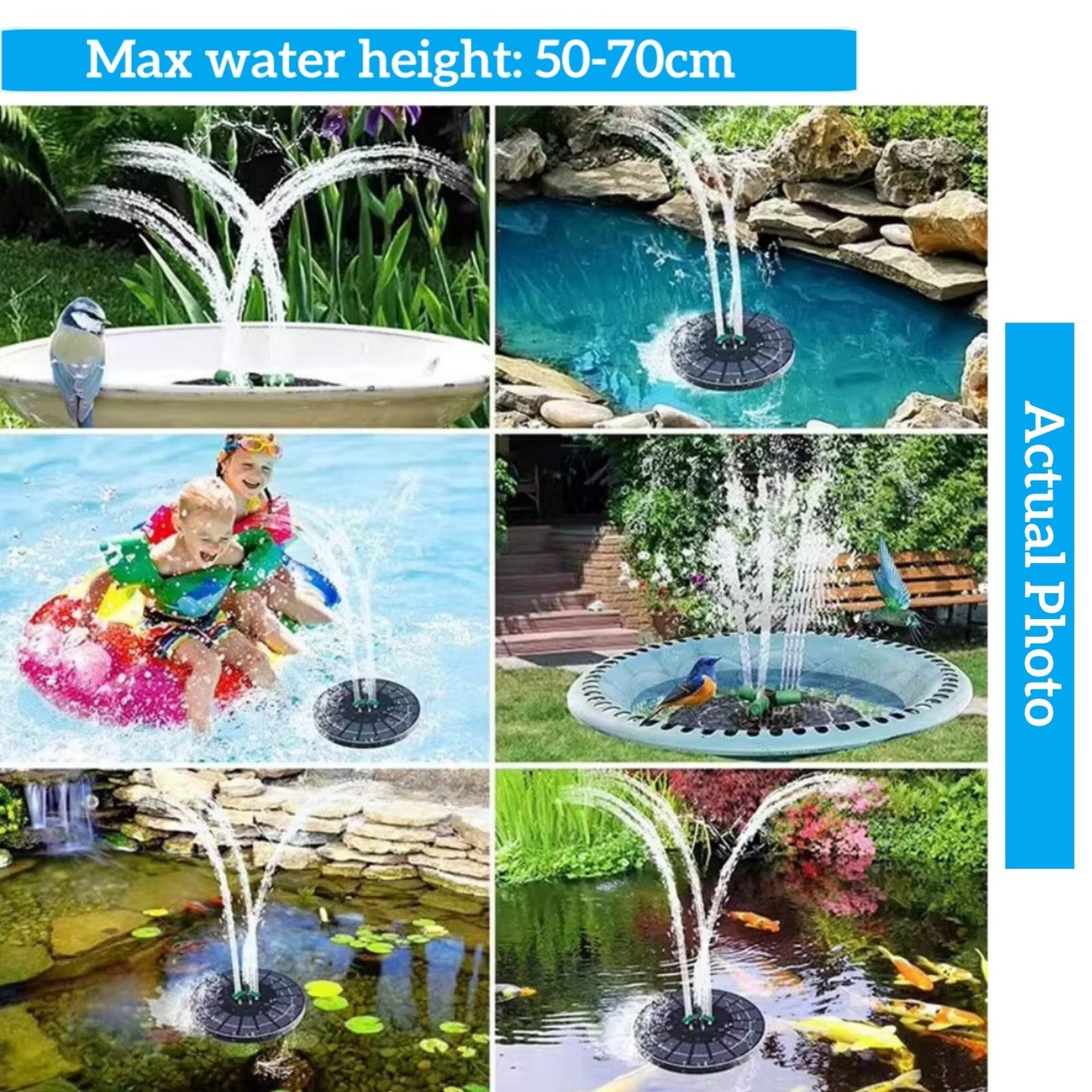 Portable Solar Pool Rotating Fountain With Light