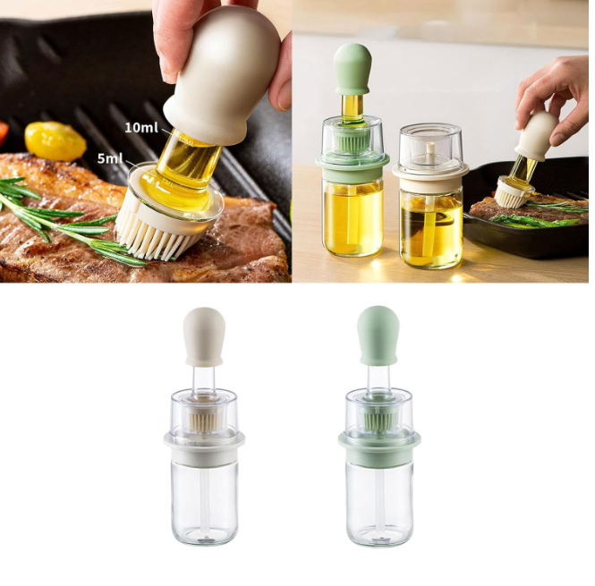 2-in-1 Glass Oil Bottle with Silicone Brush