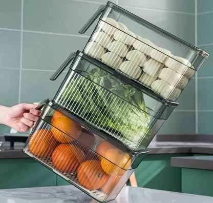Clear Fridge Storage Box With Drain Tray