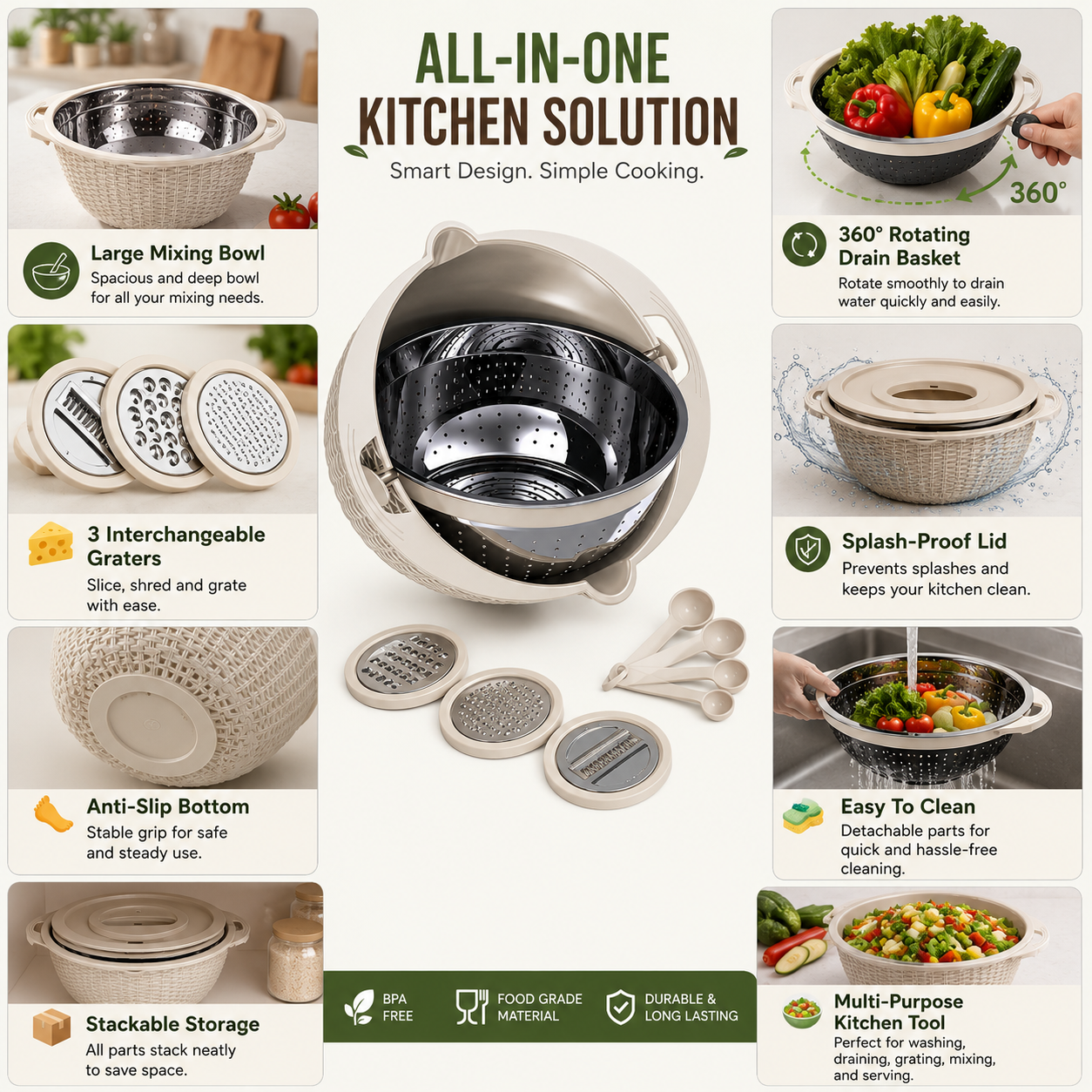 4 in 1 Colander With Grater