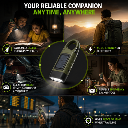 Solar Hand Crank Flashlight And Power Bank