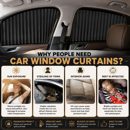 Magnetic Car Sun Shade Curtain (Set of 4)