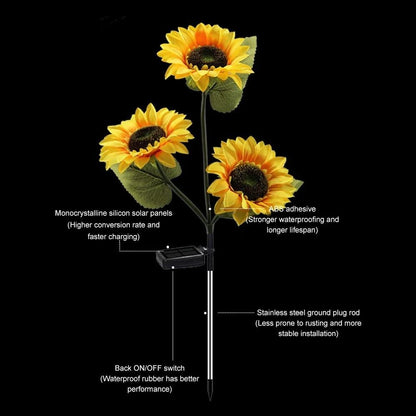 Waterproof Solar Sunflower Garden Lights (Pack Of 2)