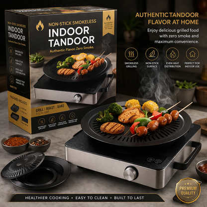 Smokeless Portable Indoor & Outdoor BBQ Tandoor (Non-Stick)