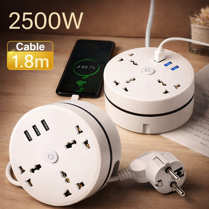 Multi-socket Plug With USB Night Light(4 Sockets + 2USB)