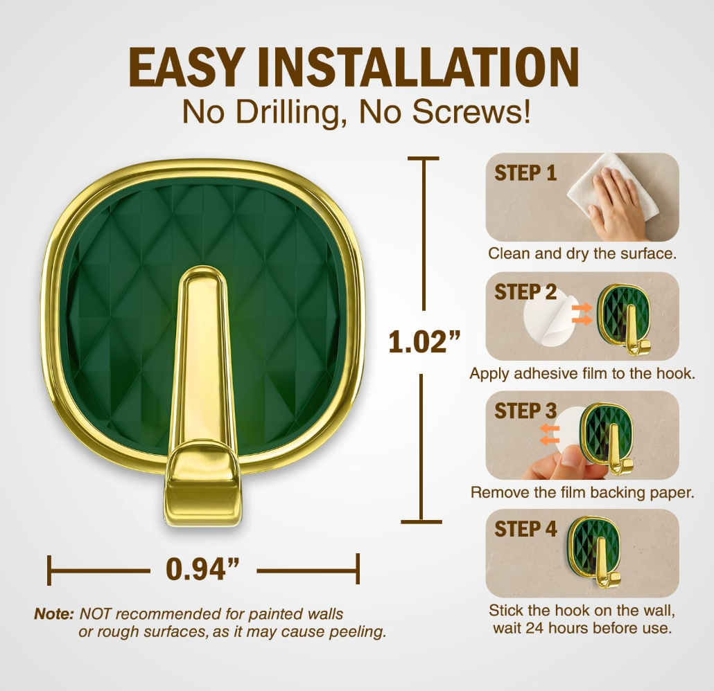 Heavy-Duty Adhesive Storage Hooks (Pack of 4)