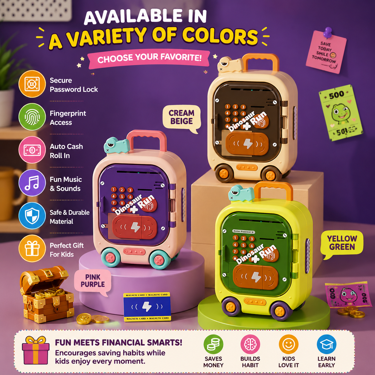 Kids ATM Machine Toy With Fingerprint Password
