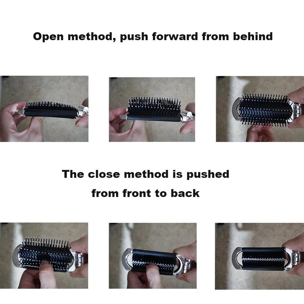 Foldable Hair Brush with Mirror