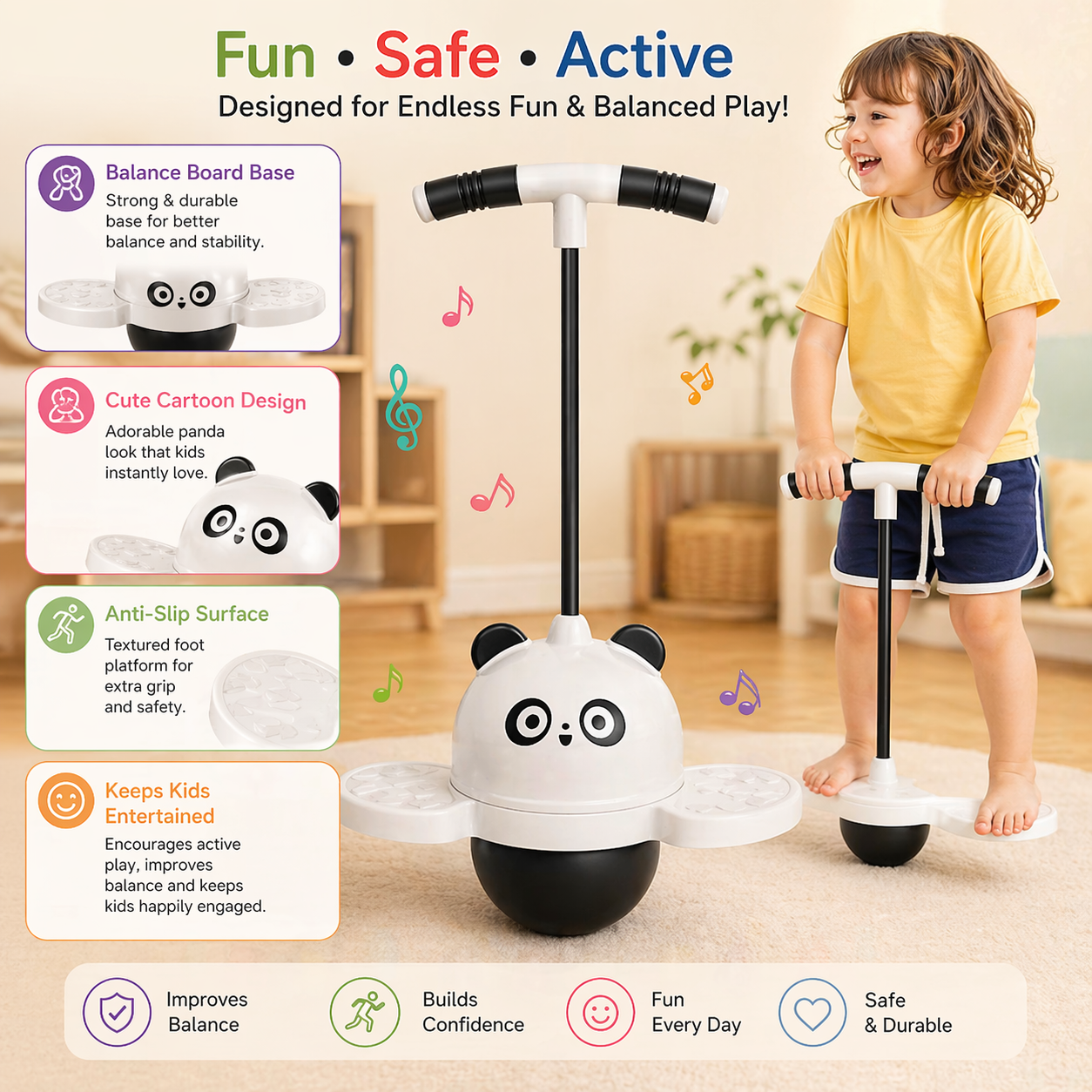 Panda Jumping Ball  — Fun Fitness Balance Play (Children & Adults)