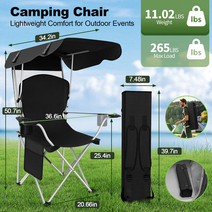 Folding Canopy Camping Chair With Sun Shade