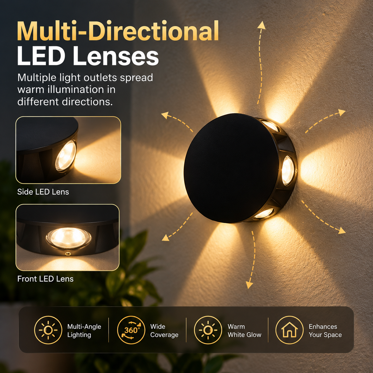 LED Waterproof Wireless Flower Wall Light