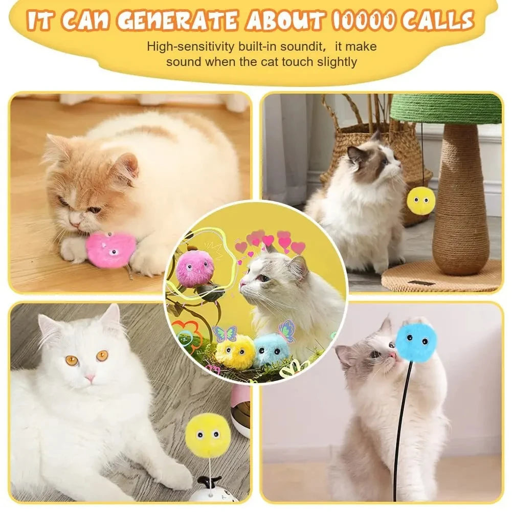 Plush Ball Cat Toy with Real Animal Sounds