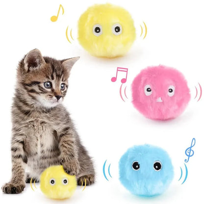 Plush Ball Cat Toy with Real Animal Sounds