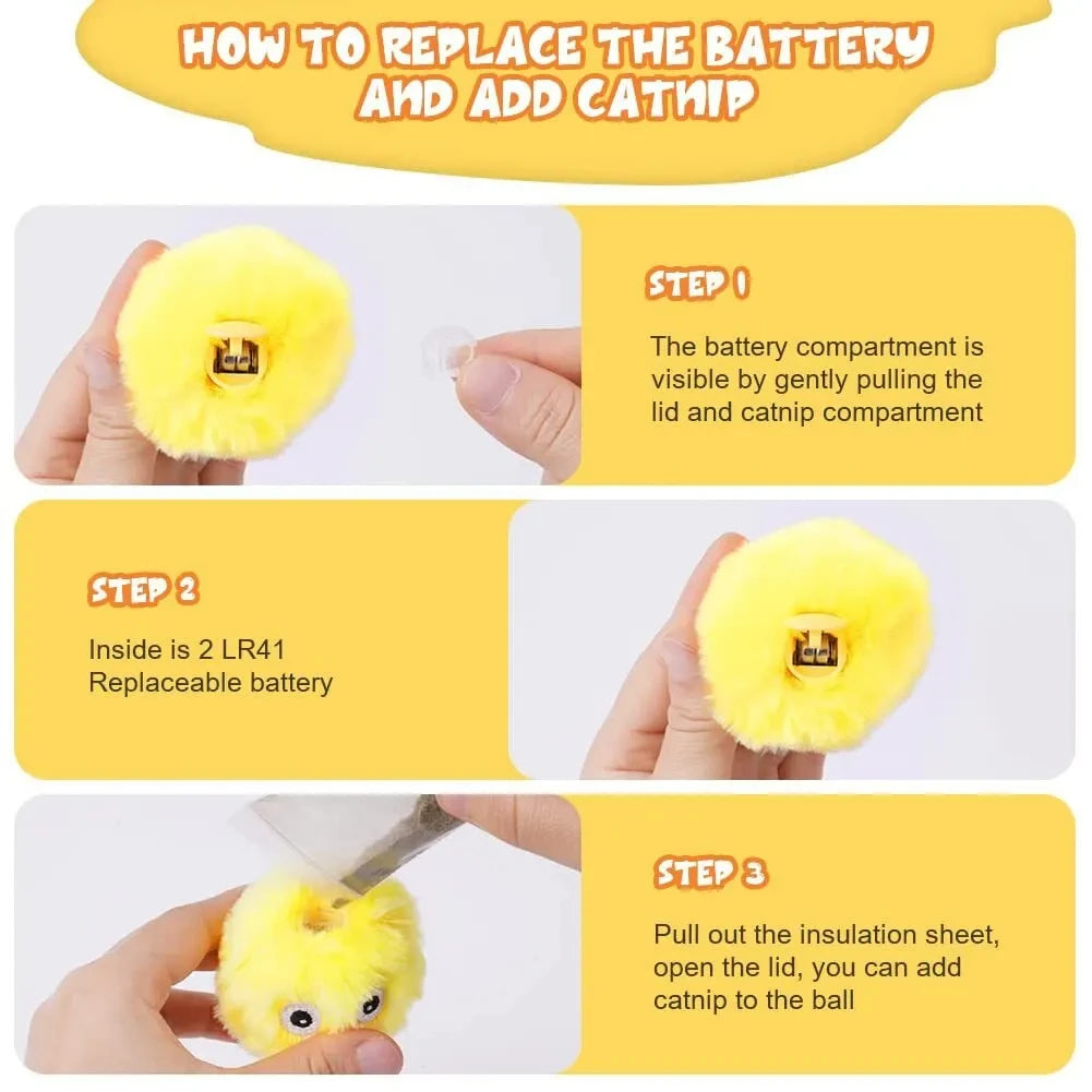 Plush Ball Cat Toy with Real Animal Sounds