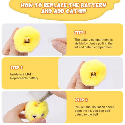 Plush Ball Cat Toy with Real Animal Sounds