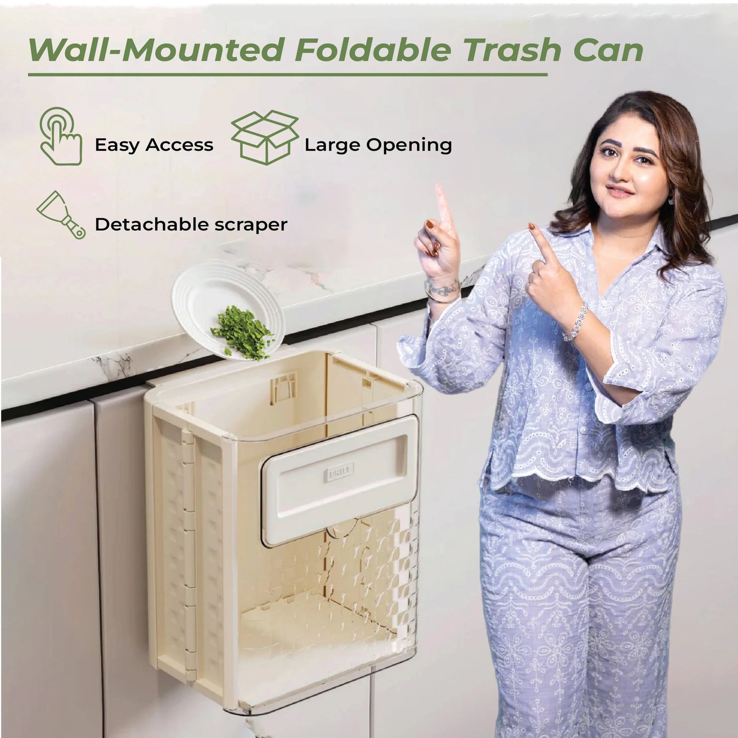 Takenick Hanging Folding Garbage Bin (Toilet Kitchen Bathroom Office)