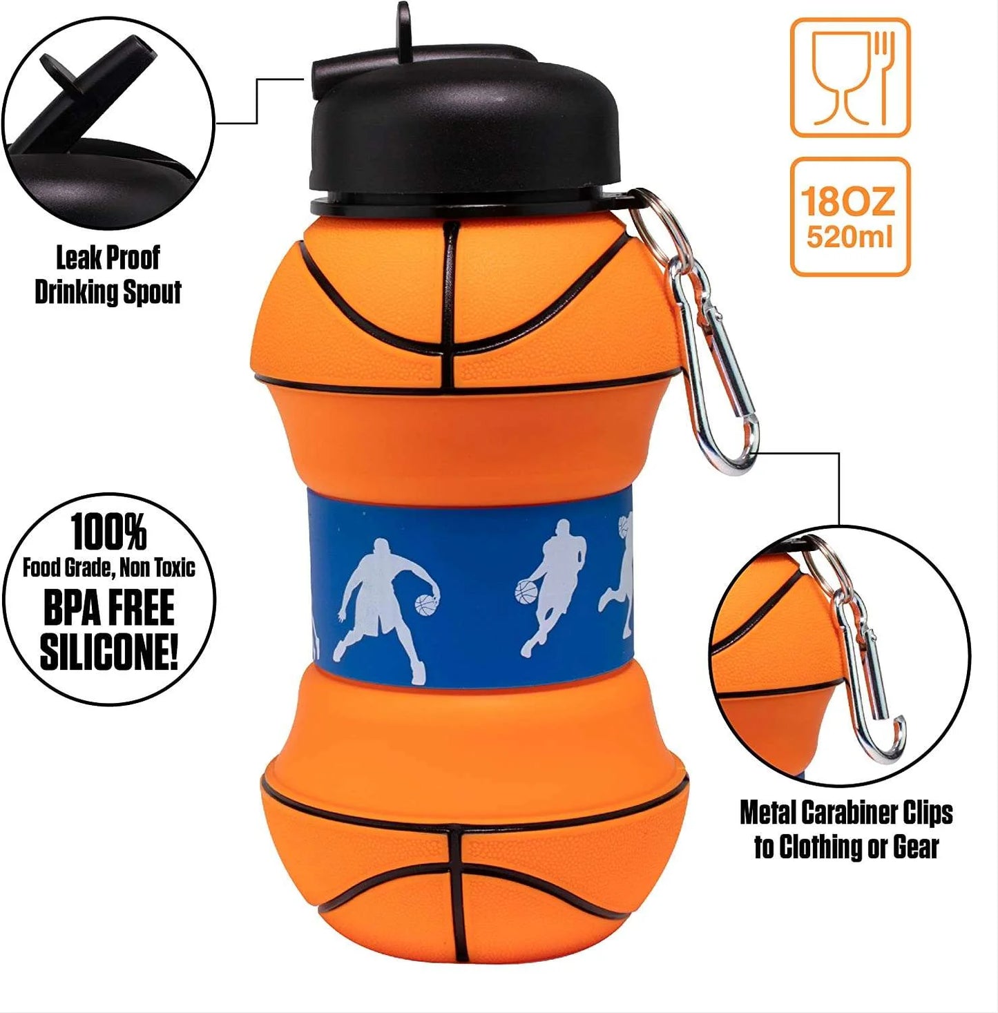 Silicone Basketball Shape Collapsible Bottle