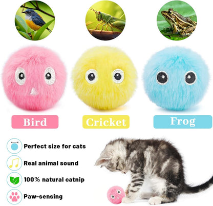 Plush Ball Cat Toy with Real Animal Sounds