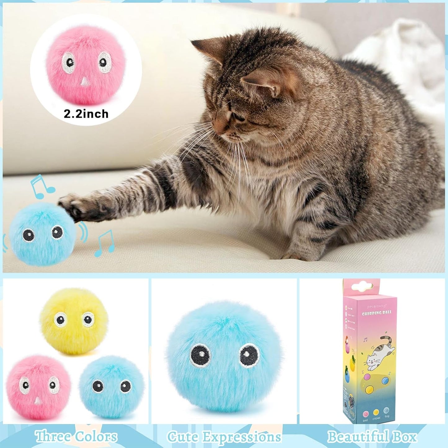 Plush Ball Cat Toy with Real Animal Sounds