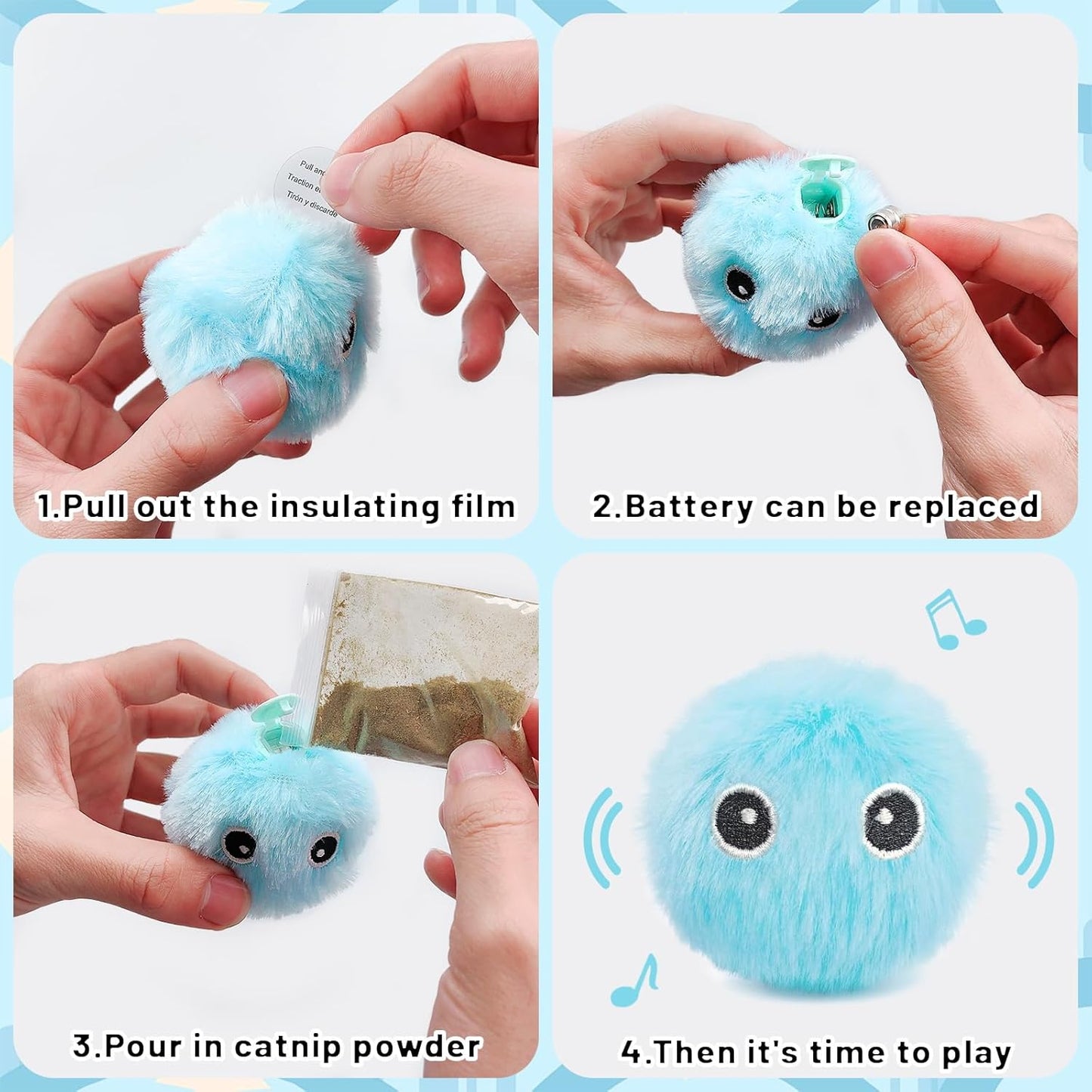 Plush Ball Cat Toy with Real Animal Sounds