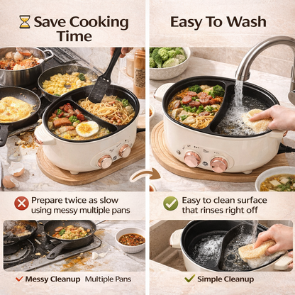 2 Compartment Non Stick Electric Hot Pot