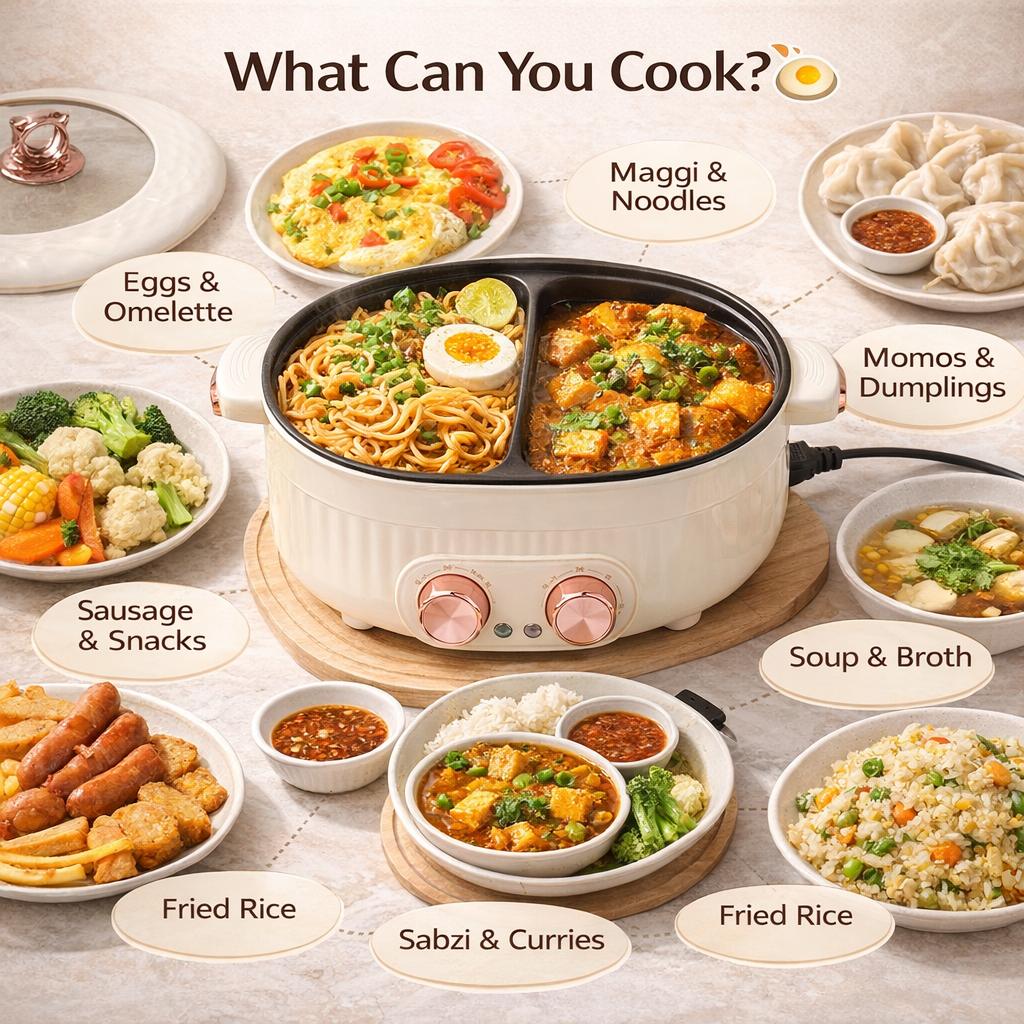 2 Compartment Non Stick Electric Hot Pot