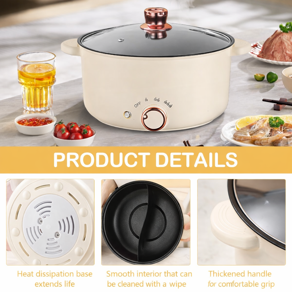 2 Compartment Non Stick Electric Hot Pot