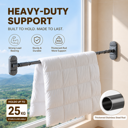 No-Drill Suction Cup Telescopic Drying Rod