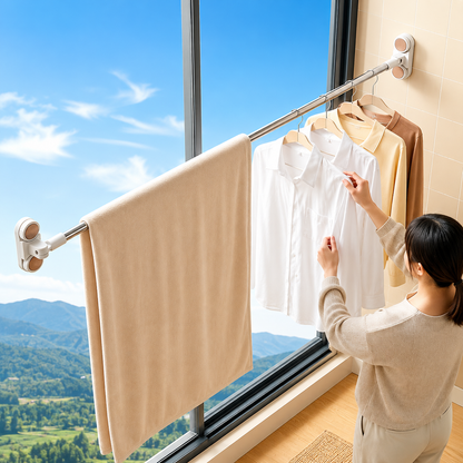 No-Drill Suction Cup Telescopic Drying Rod