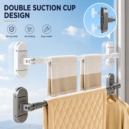 No-Drill Suction Cup Telescopic Drying Rod