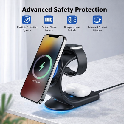 GoCharge™ 3-in-1 Magnetic Wireless Charging Station