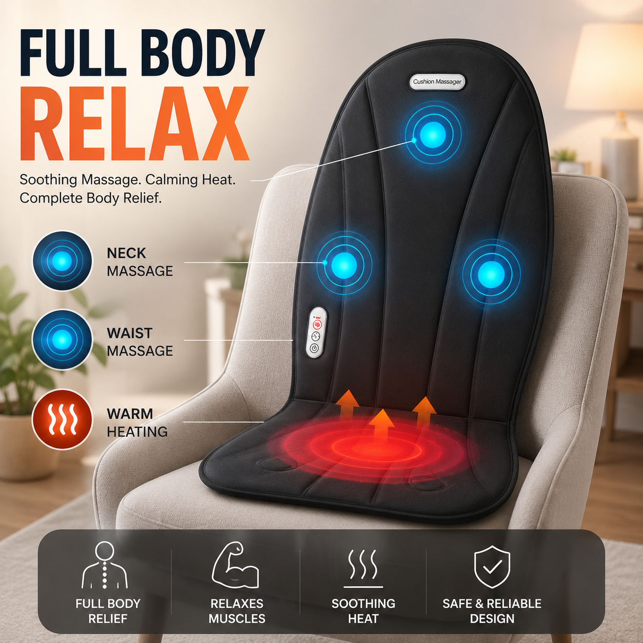 8-Node Heated Seat Massager