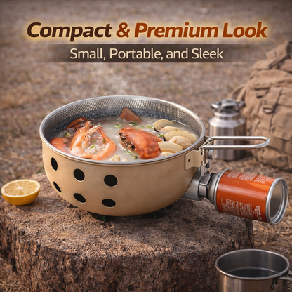 Foldable Travel Gas Stove with Built-in Frypan