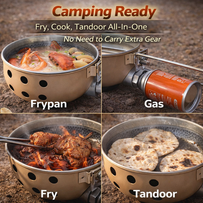 Foldable Travel Gas Stove with Built-in Frypan