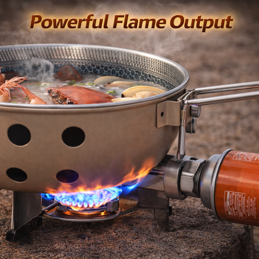 Foldable Travel Gas Stove with Built-in Frypan